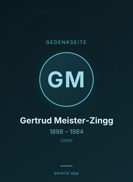 Gedenkportrait von Gertrud Meister-Zingg