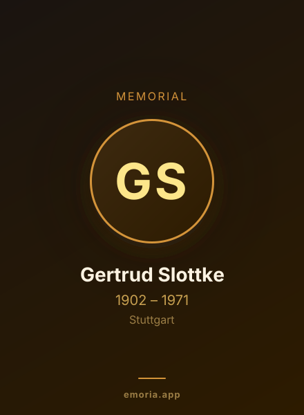 Memorial portrait of Gertrud Slottke