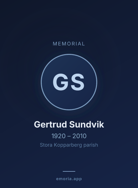 Memorial portrait of Gertrud Sundvik