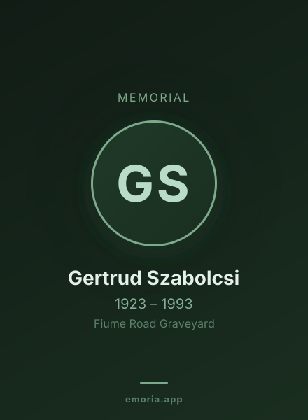 Memorial portrait of Gertrud Szabolcsi