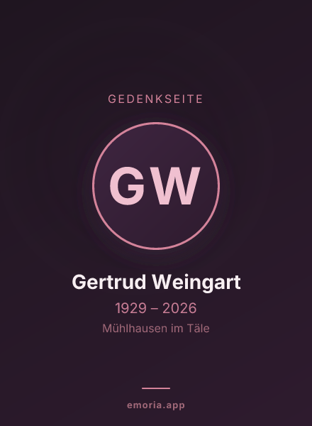 Gedenkportrait von Gertrud Weingart