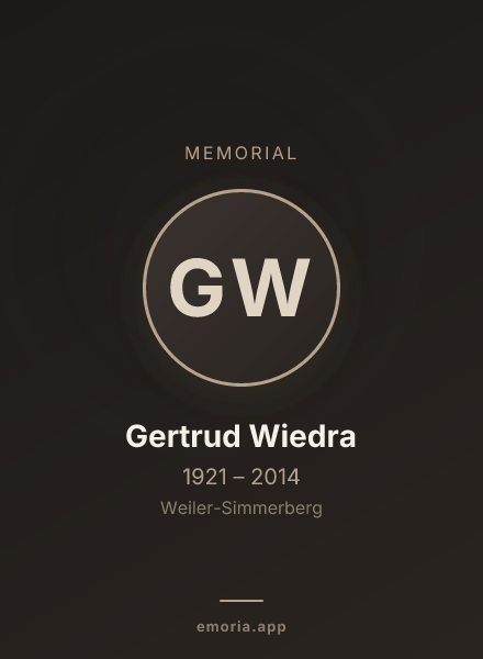 Memorial portrait of Gertrud Wiedra