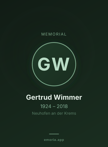 Memorial portrait of Gertrud Wimmer