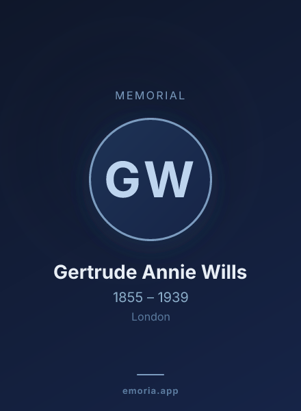 Memorial portrait of Gertrude Annie Wills