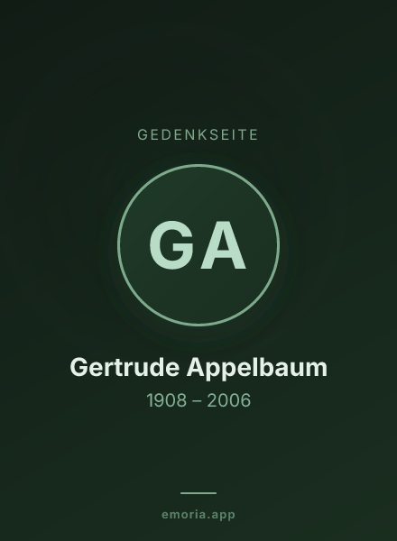 Gedenkportrait von Gertrude Appelbaum