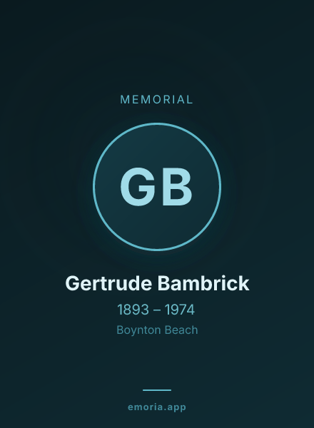 Memorial portrait of Gertrude Bambrick