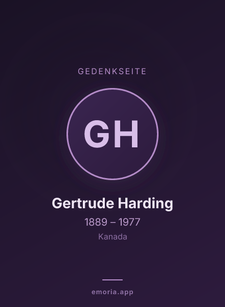 Gedenkportrait von Gertrude Harding
