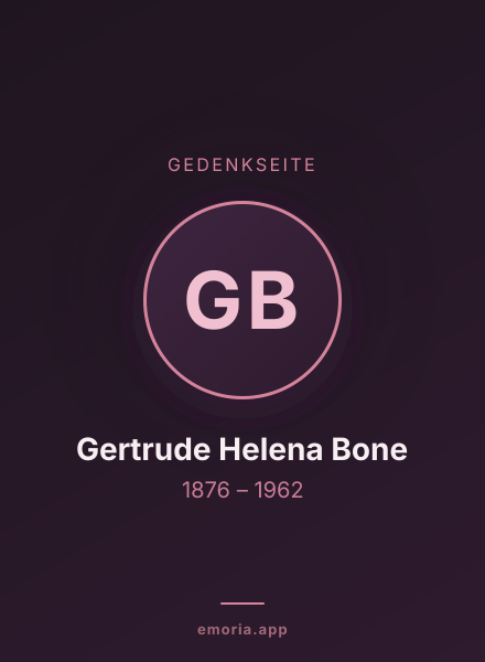 Gedenkportrait von Gertrude Helena Bone