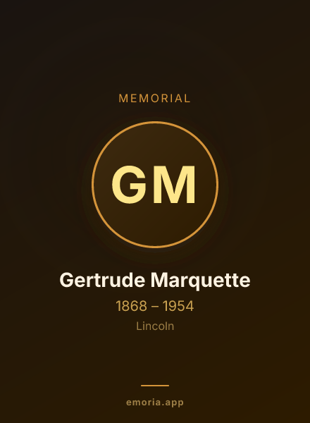 Memorial portrait of Gertrude Marquette