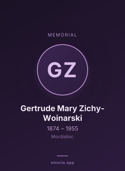 Memorial portrait of Gertrude Mary Zichy-Woinarski
