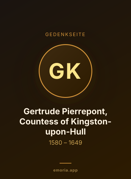 Gedenkportrait von Gertrude Pierrepont, Countess of Kingston-upon-Hull