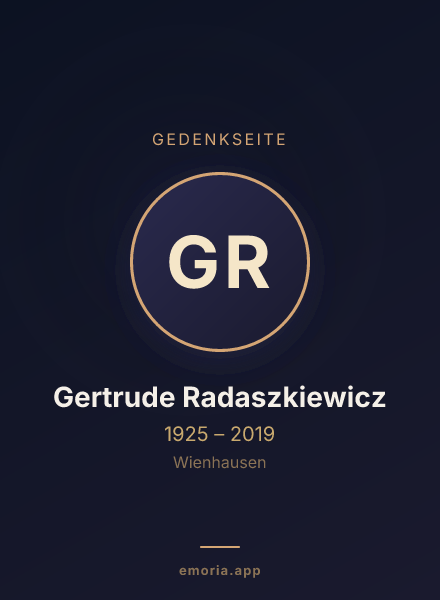 Gedenkportrait von Gertrude Radaszkiewicz