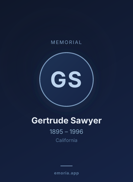 Memorial portrait of Gertrude Sawyer