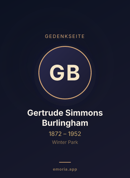 Gedenkportrait von Gertrude Simmons Burlingham