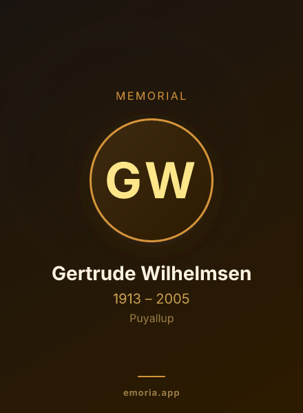 Memorial portrait of Gertrude Wilhelmsen
