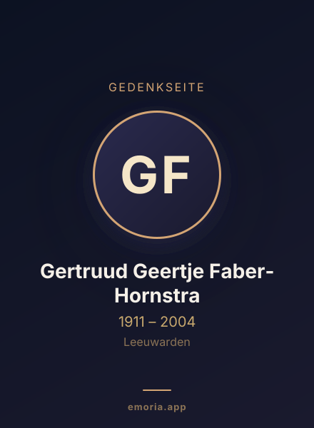 Gedenkportrait von Gertruud Geertje Faber-Hornstra