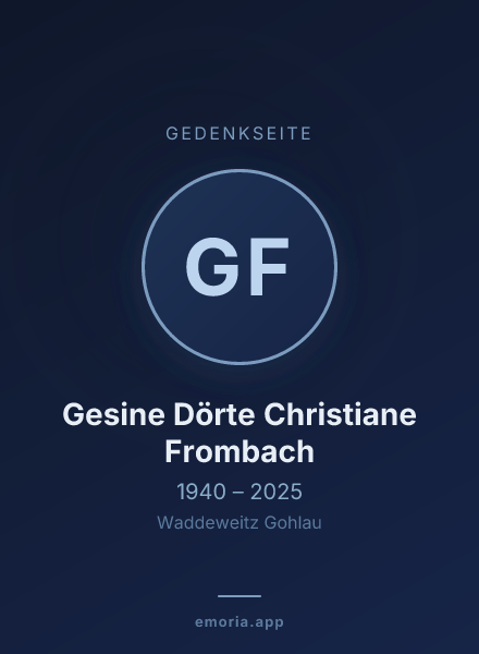 Gedenkportrait von Gesine Dörte Christiane Frombach