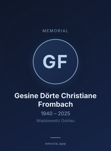 Memorial portrait of Gesine Dörte Christiane Frombach