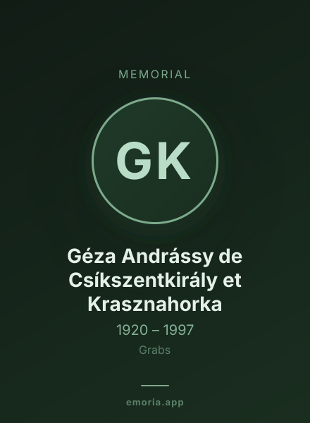 Memorial portrait of Géza Andrássy de Csíkszentkirály et Krasznahorka