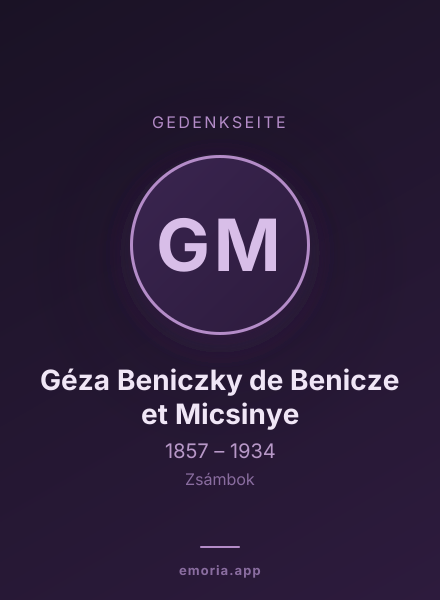 Gedenkportrait von Géza Beniczky de Benicze et Micsinye