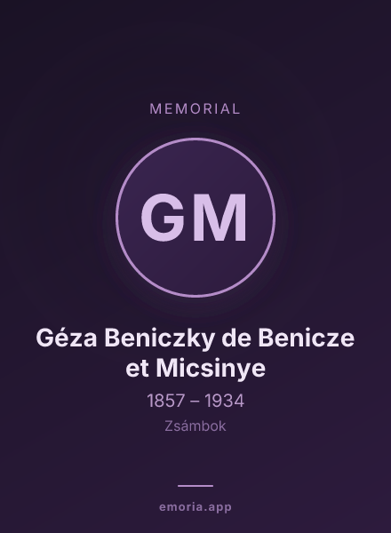 Memorial portrait of Géza Beniczky de Benicze et Micsinye