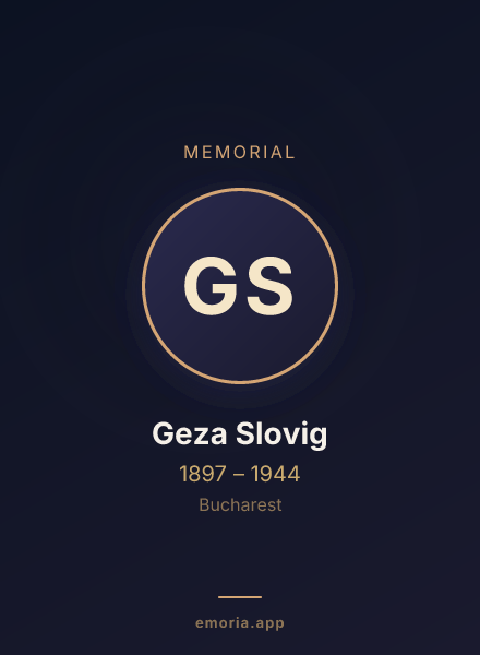 Memorial portrait of Geza Slovig