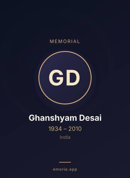 Memorial portrait of Ghanshyam Desai