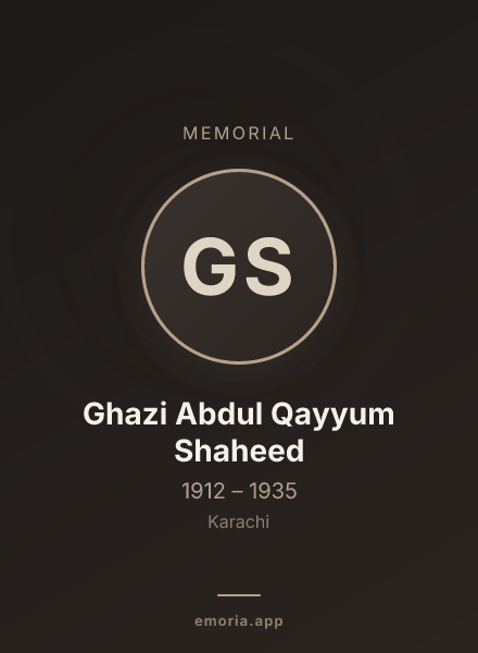 Memorial portrait of Ghazi Abdul Qayyum Shaheed