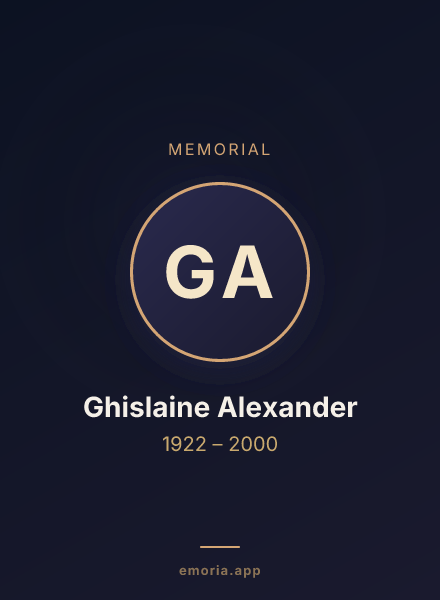 Memorial portrait of Ghislaine Alexander