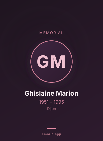 Memorial portrait of Ghislaine Marion