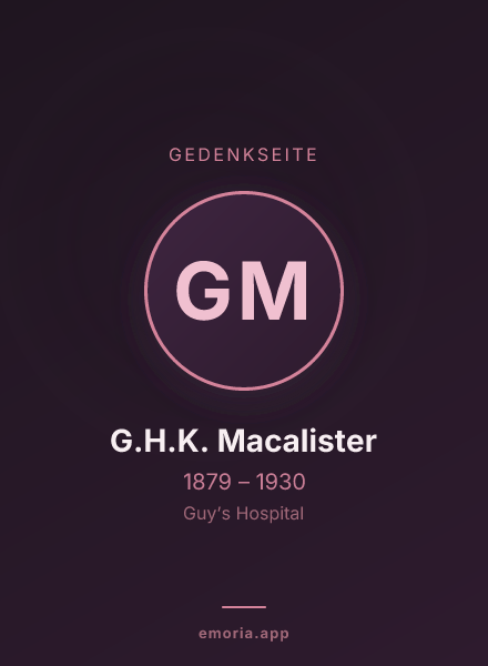 Gedenkportrait von G.H.K. Macalister