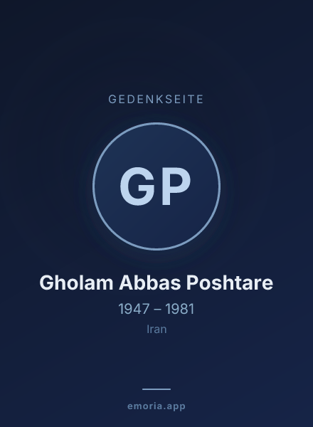 Gedenkportrait von Gholam Abbas Poshtare