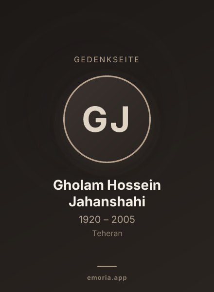 Gedenkportrait von Gholam Hossein Jahanshahi