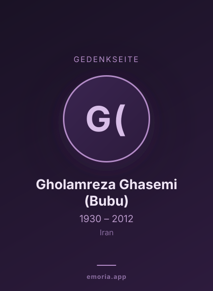 Gedenkportrait von Gholamreza Ghasemi (Bubu)