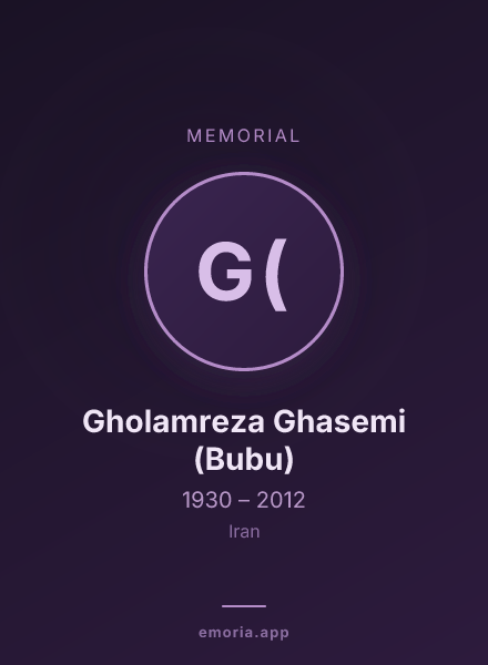 Memorial portrait of Gholamreza Ghasemi (Bubu)