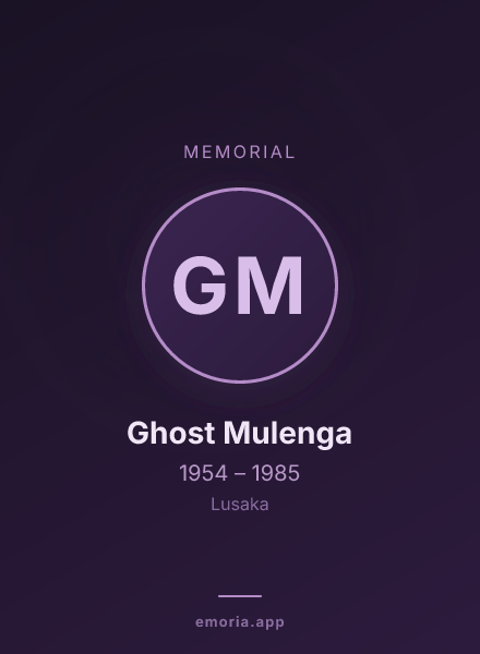 Memorial portrait of Ghost Mulenga