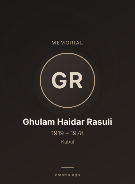 Memorial portrait of Ghulam Haidar Rasuli