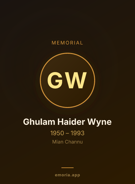Memorial portrait of Ghulam Haider Wyne