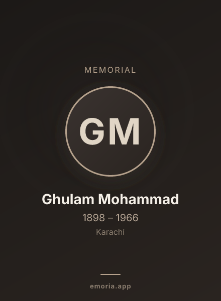 Memorial portrait of Ghulam Mohammad