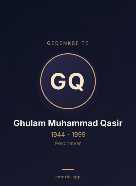 Gedenkportrait von Ghulam Muhammad Qasir