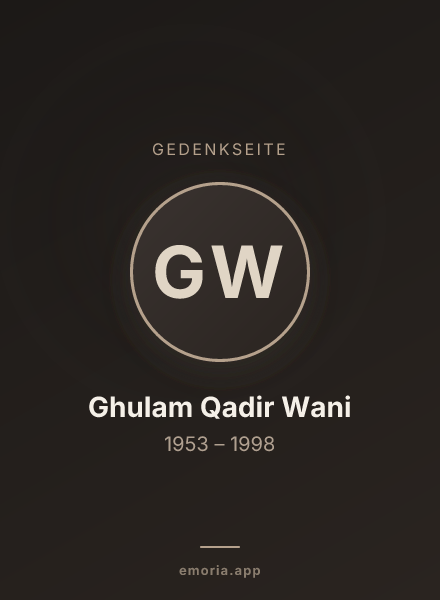 Gedenkportrait von Ghulam Qadir Wani