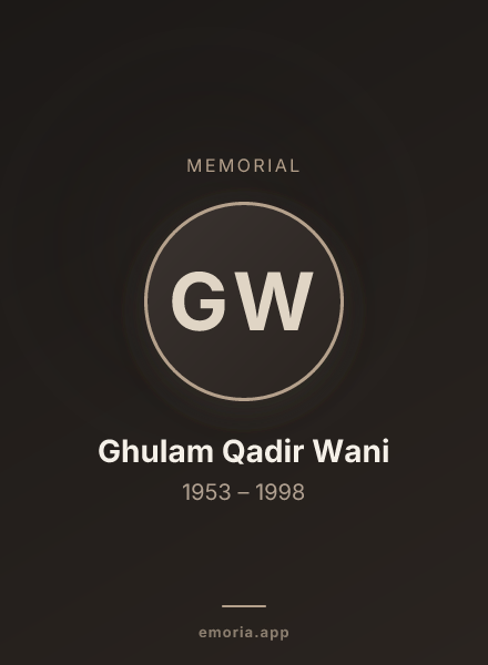 Memorial portrait of Ghulam Qadir Wani
