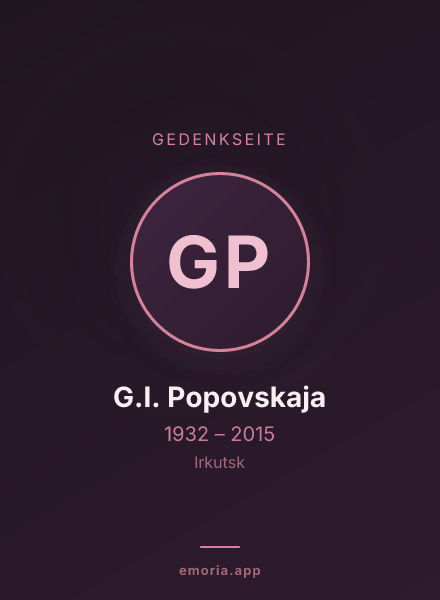 Gedenkportrait von G.I. Popovskaja