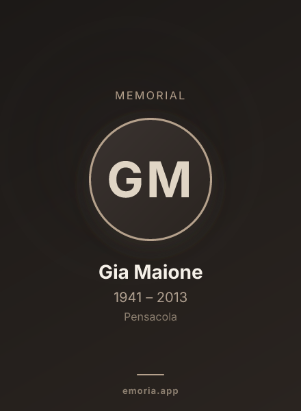 Memorial portrait of Gia Maione