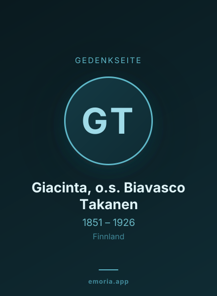 Gedenkportrait von Giacinta, o.s. Biavasco Takanen