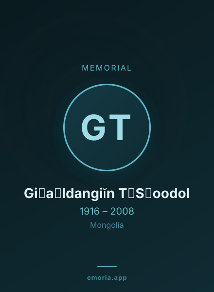Memorial portrait of Gi︠a︡ldangiĭn T︠S︡oodol