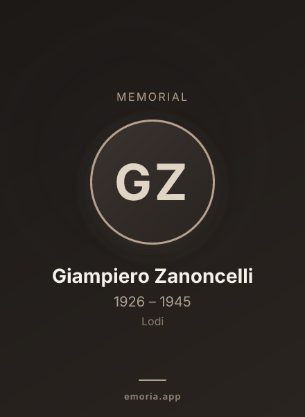 Memorial portrait of Giampiero Zanoncelli