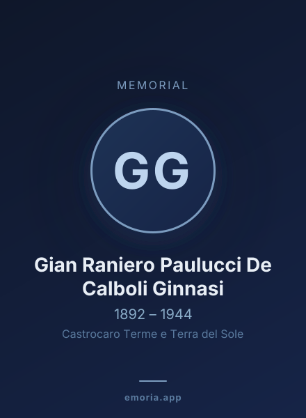 Memorial portrait of Gian Raniero Paulucci De Calboli Ginnasi