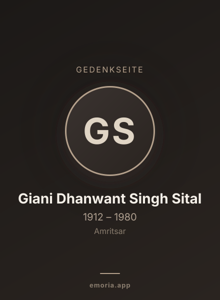 Gedenkportrait von Giani Dhanwant Singh Sital