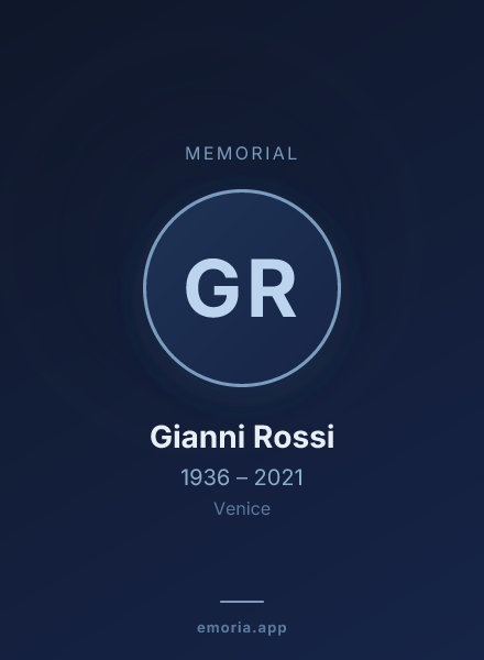 Memorial portrait of Gianni Rossi